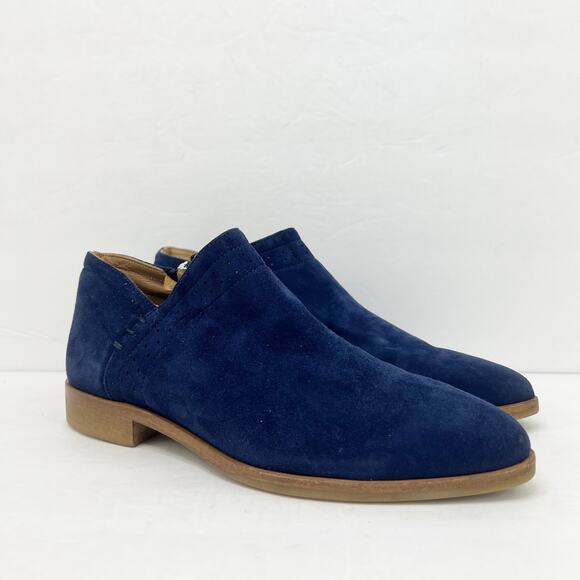 Italeau Navy Blue Florence Zip Up Ankle Booties - Picture 1 of 8